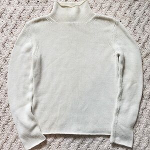 Eddie Bauer Sweater - Women's Cream Turtleneck High Quality Knit Sweater